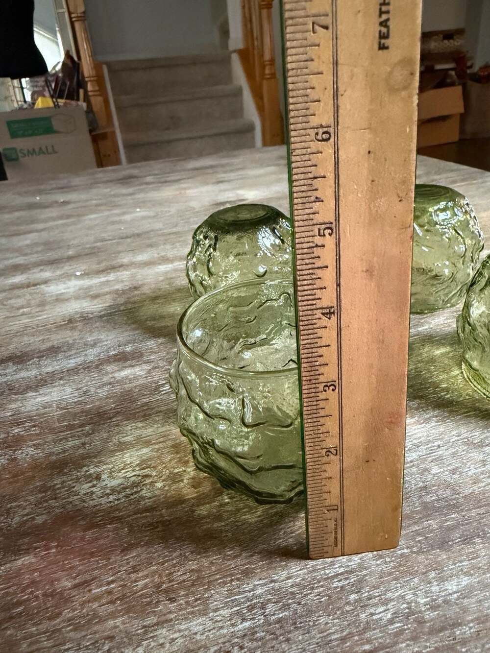 Set of 4 Anchor Hocking Milano Green Roly Poly Rocks Glasses - Picture 7 of 8